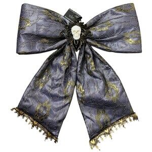 Ashland Gothic Halloween Bow w/ Skull Accent 17” x 14” NEW